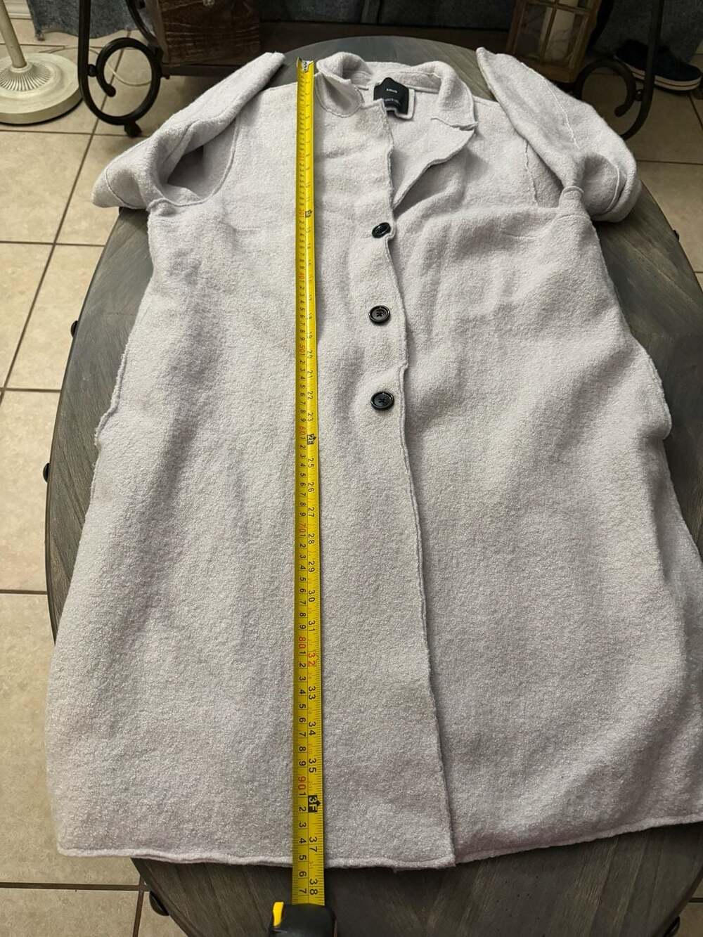 MNG Button Coat Size XXL Gray Textured Longline Jacket
